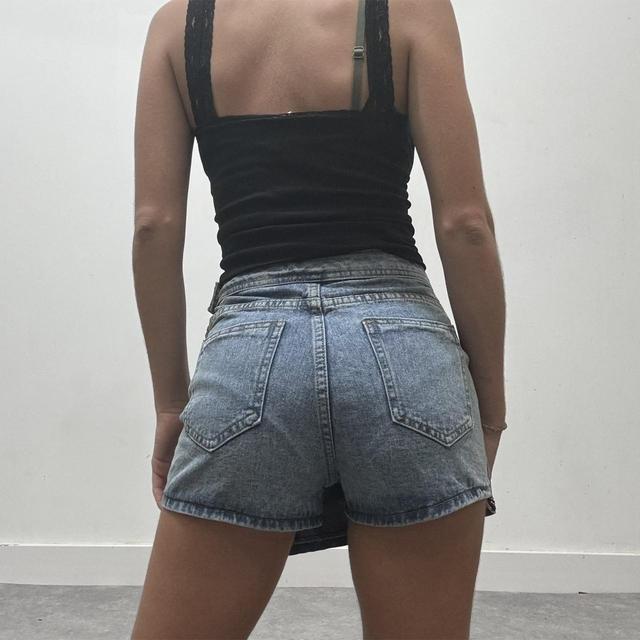 Asymmetric denim skort