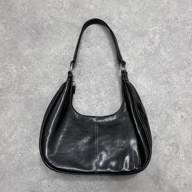 Black leather y2k shoulder bag