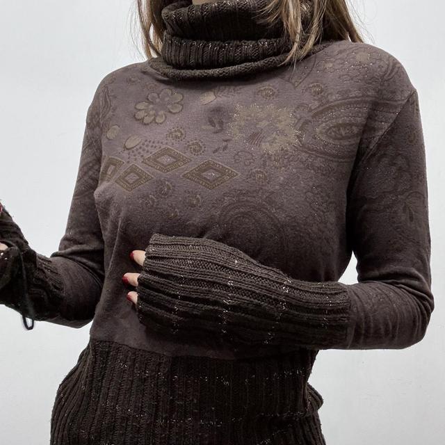 Brown mohair knit paisley fairy jumper