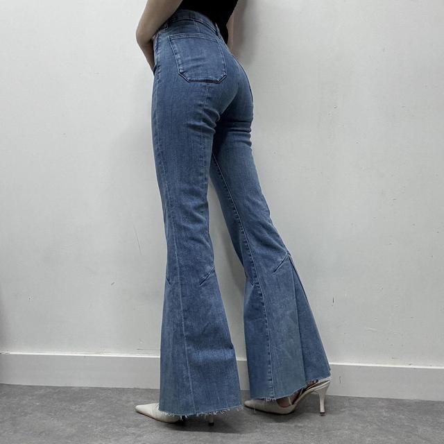 Flared pleated bootcut jeans