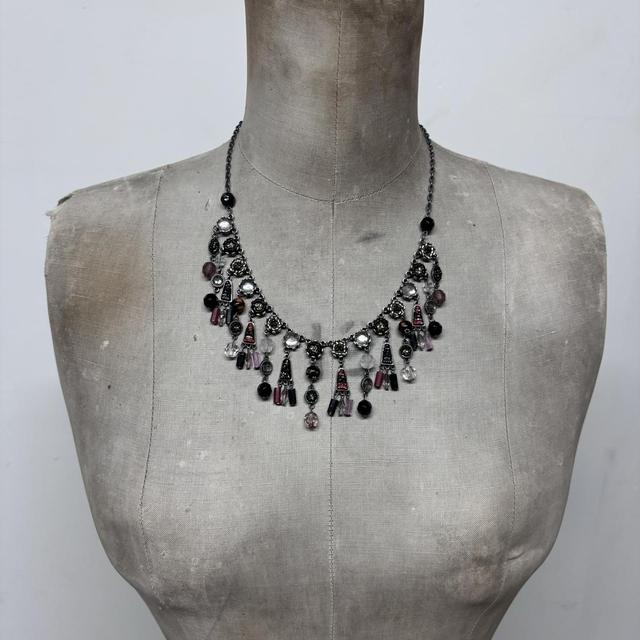 Delicate beaded charm necklace