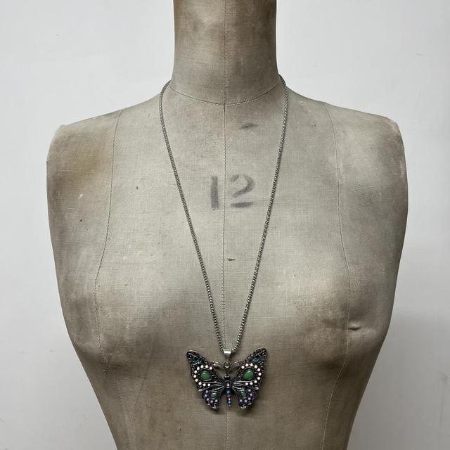 Regency butterfly flower gem necklace