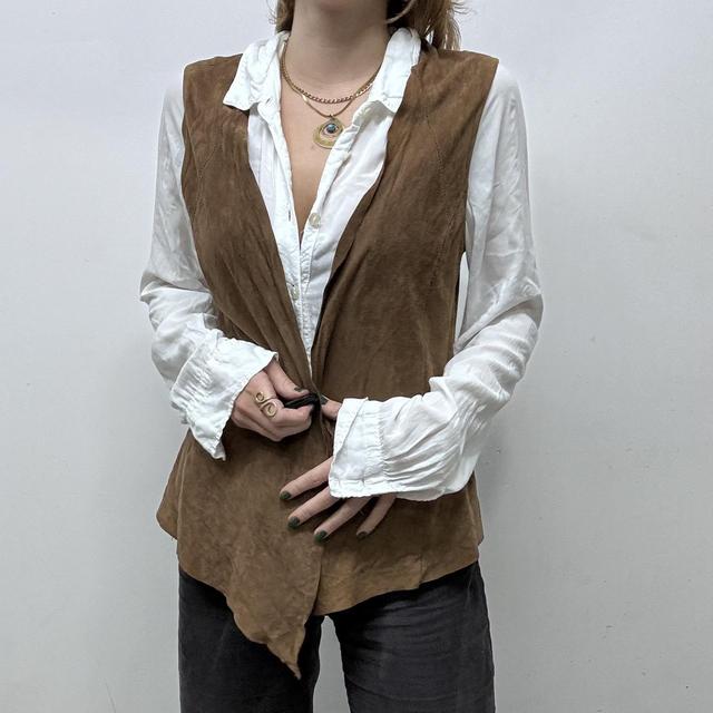 Brown suede leather waistcoat