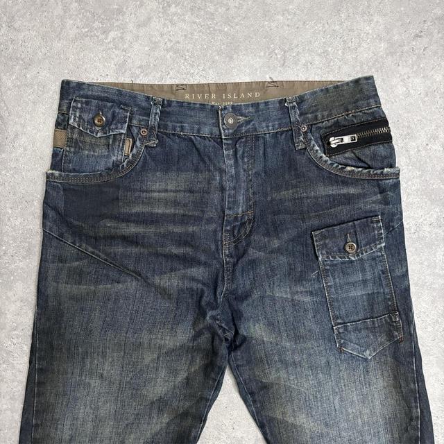 Dark denim cargo jeans