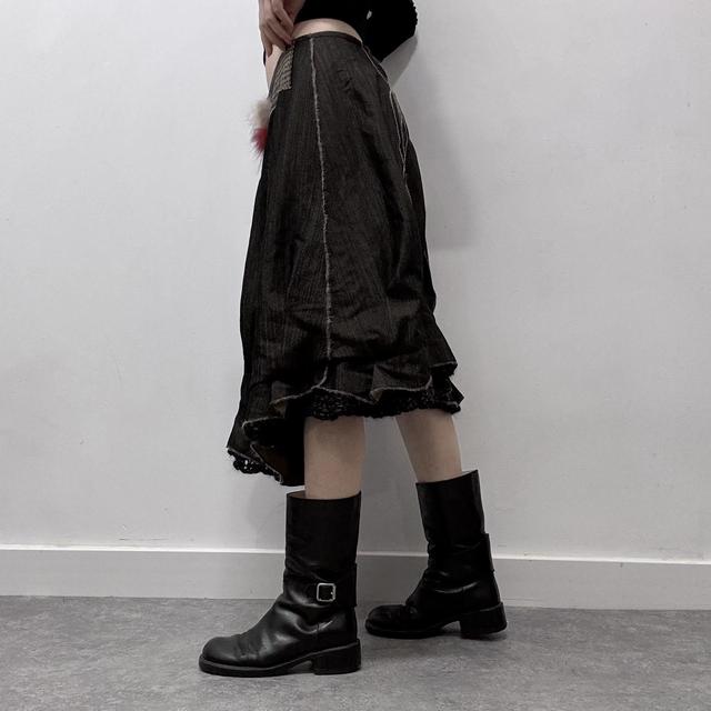 Grunge pinstripe layered puff skirt