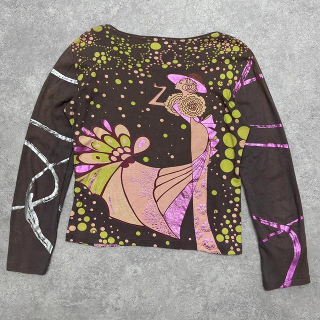 Brown graphic printed custo T-shirt