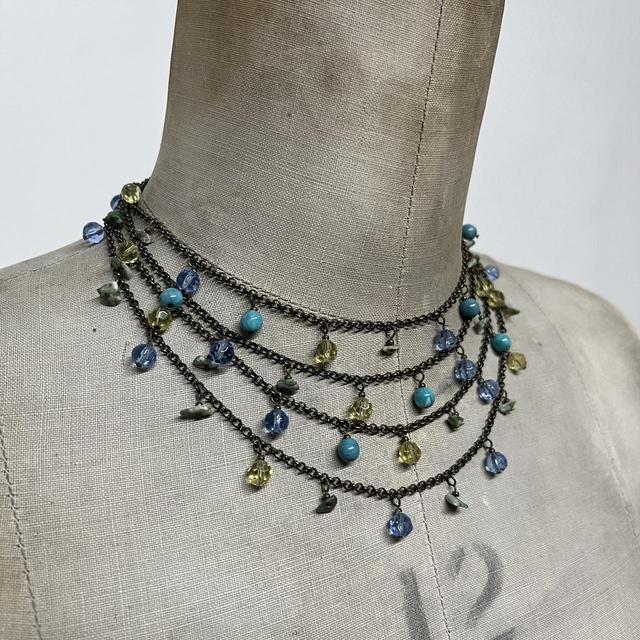 Layered gem chandelier necklace