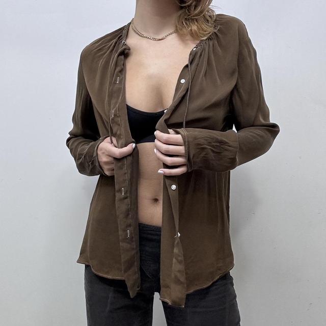 Brown silk floaty blouse