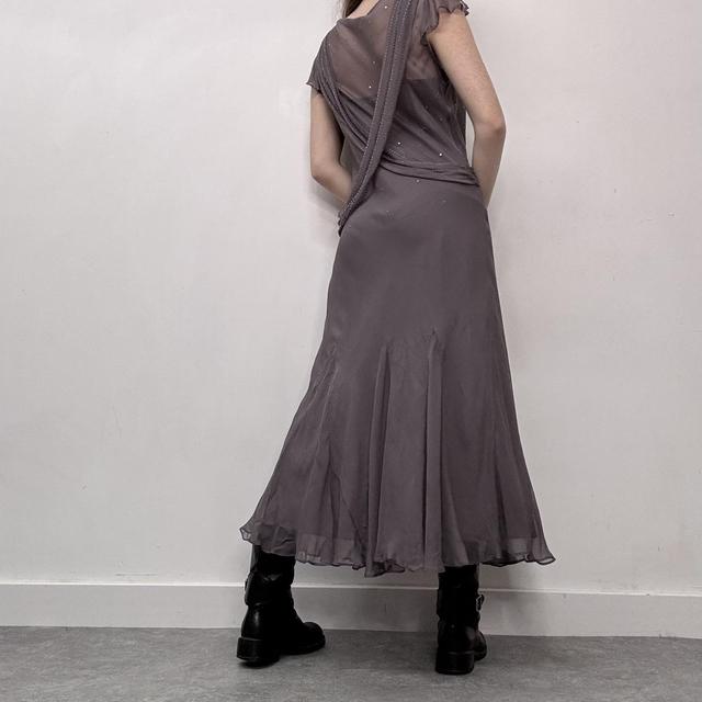 Sheer fine layered silk draped dress