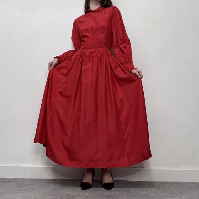 Red edwardian silk prarie dress