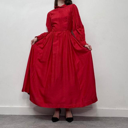 Red edwardian silk prarie dress