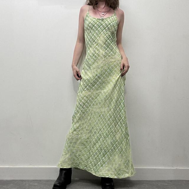 Green gingham checked dress
