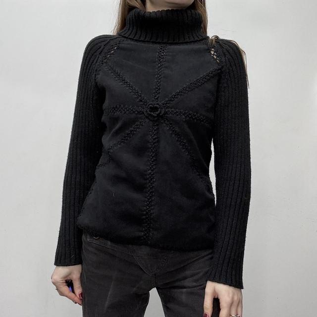 Black crochet knitted jumper