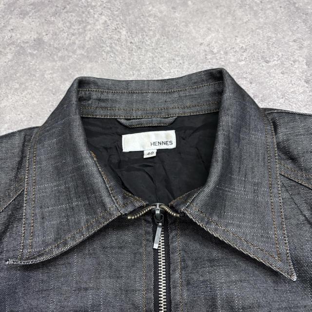 Dark denim cropped zip up jacket