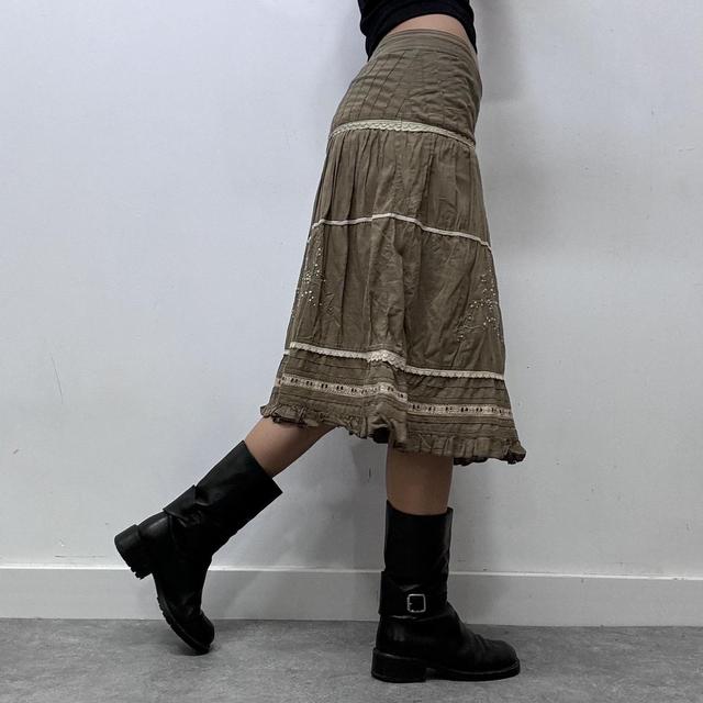 Khaki layered lace ribbon fairy skirt