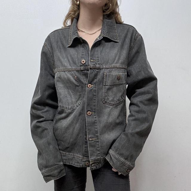 Black denim distressed jacket