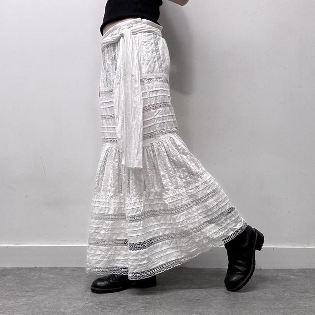 White lace coquette cottage maxi skirt
