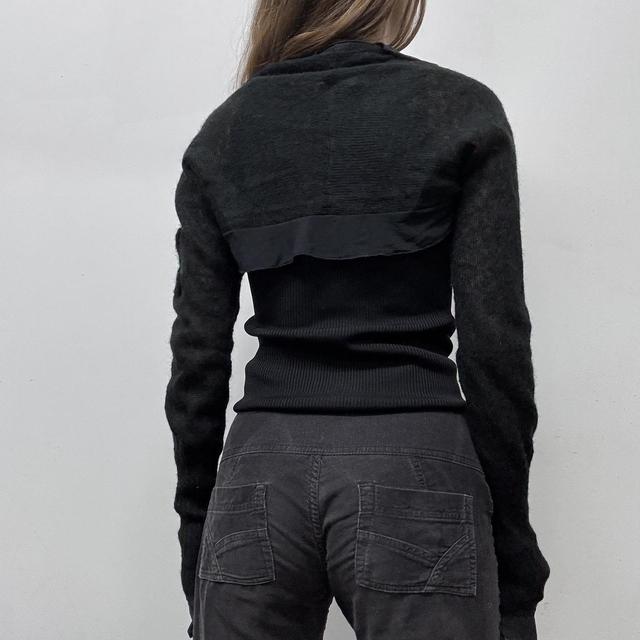 Sheer mohair knit cropped sleeve cardigan