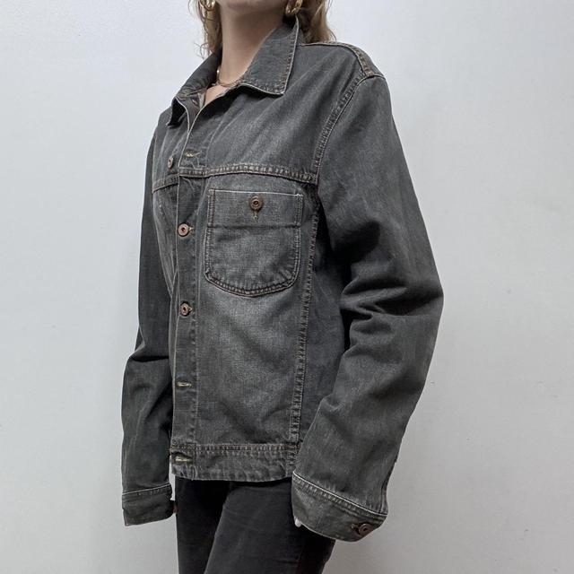 Black denim distressed jacket