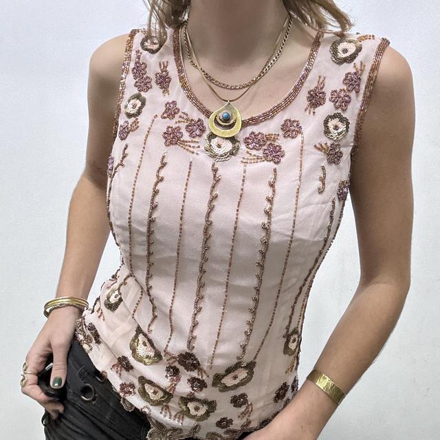 Pink beaded delicate vest