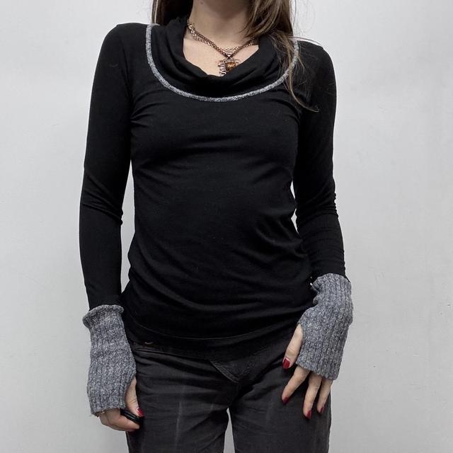 Black Cop Copine drape neck top
