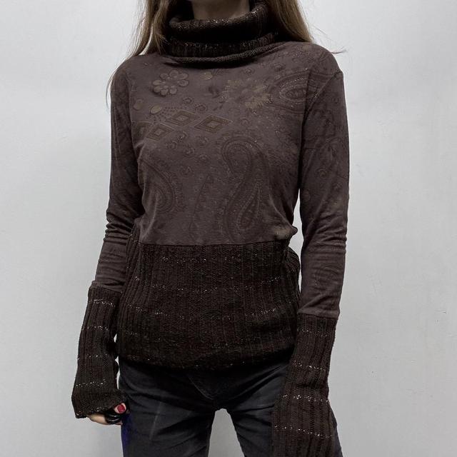Brown mohair knit paisley fairy jumper