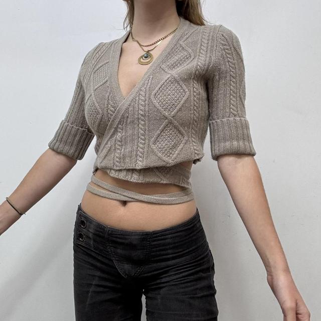 Wool wrap cropped cardigan