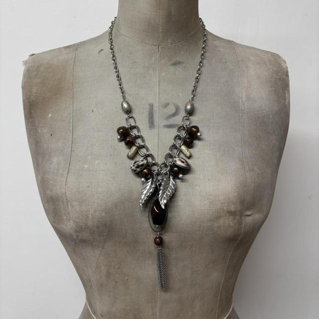 Silver drape charm necklace