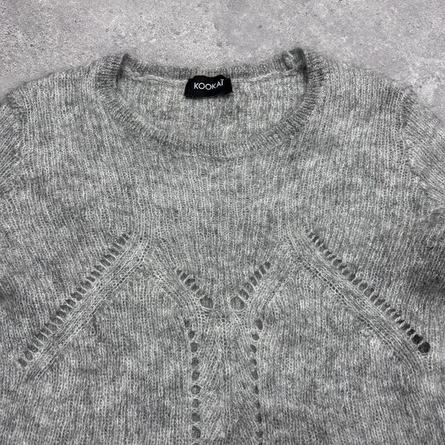 Grey sheer soft knit cropped jumper