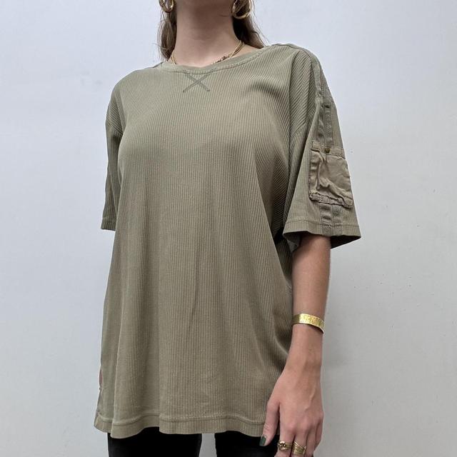 Khaki ribbed military tshirt