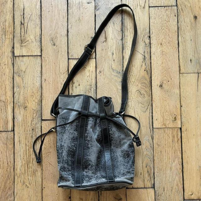 Distressed suede leather bag