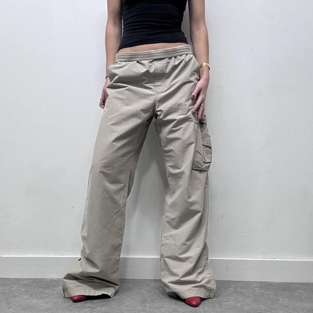 Beige oversized balloon cargo trousers