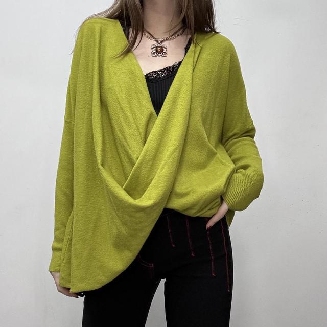 Green slouchy oversized drape jumper