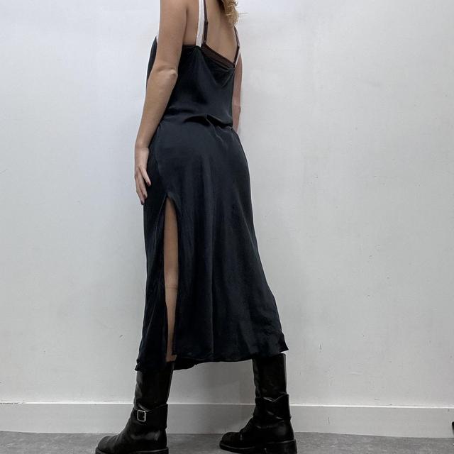 Black silk bow contrast maxi dress