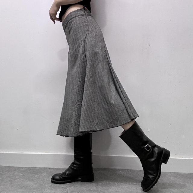Flared pinstripe midi skirt