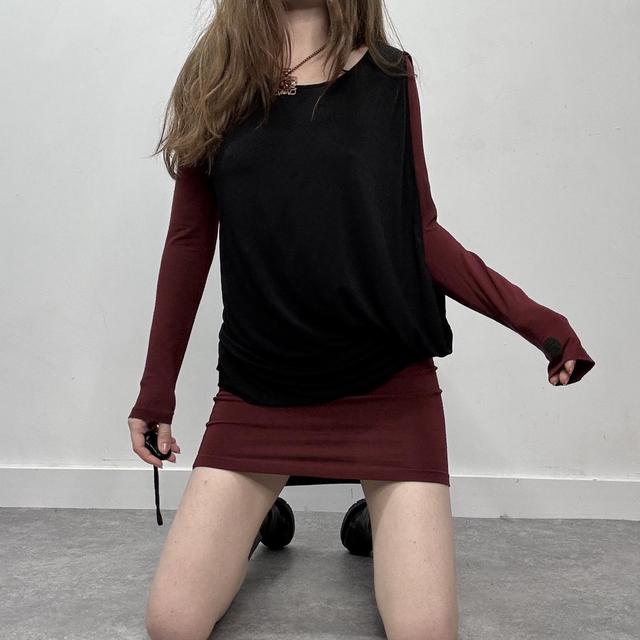 Slouchy layered long sleeve dress