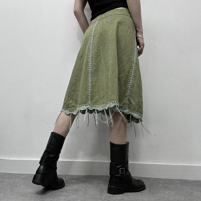 Green fairy lace crochet embeslihed floral skirt