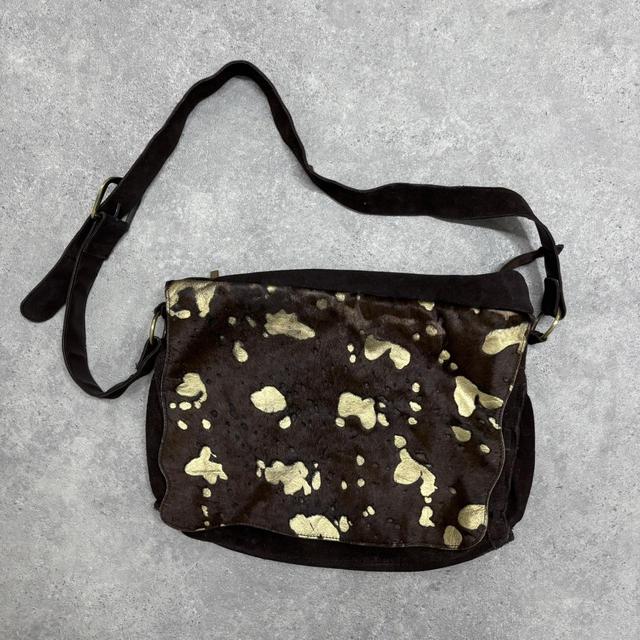 Cow hide abstract gold bag