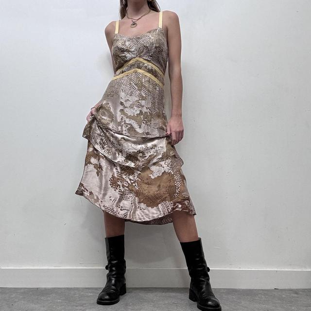 Brown silk layered bow back fairy dress