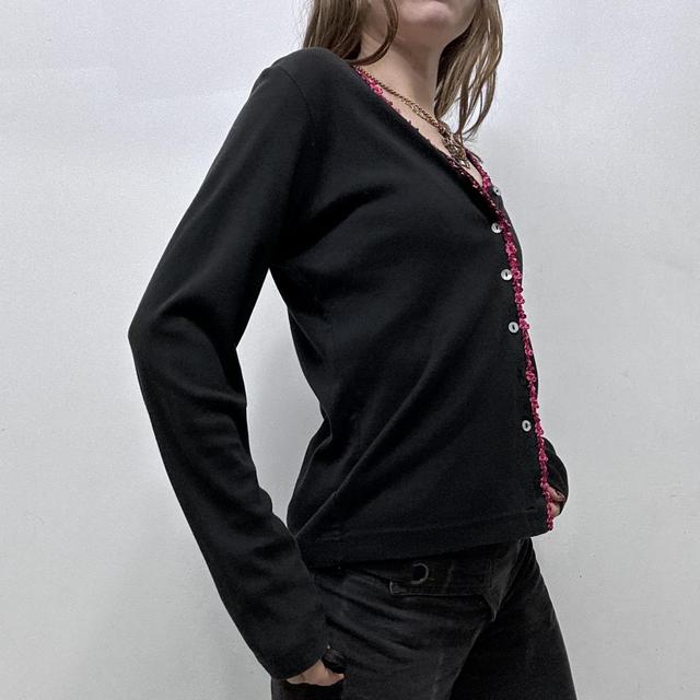 Black ruffle lace ribbon cardigan
