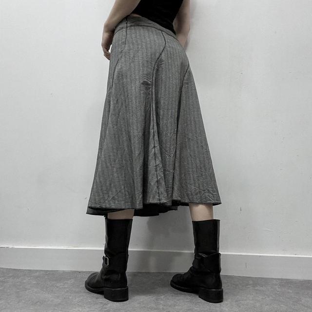Flared pinstripe midi skirt