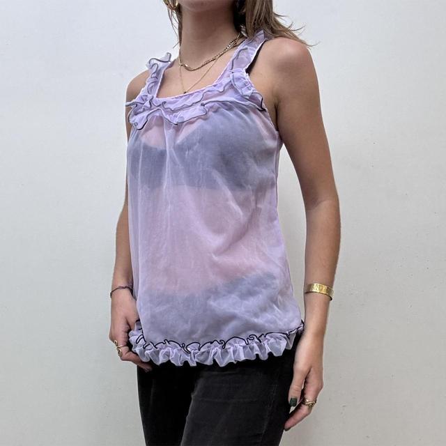 Vintage sheer lilac ruffle vest