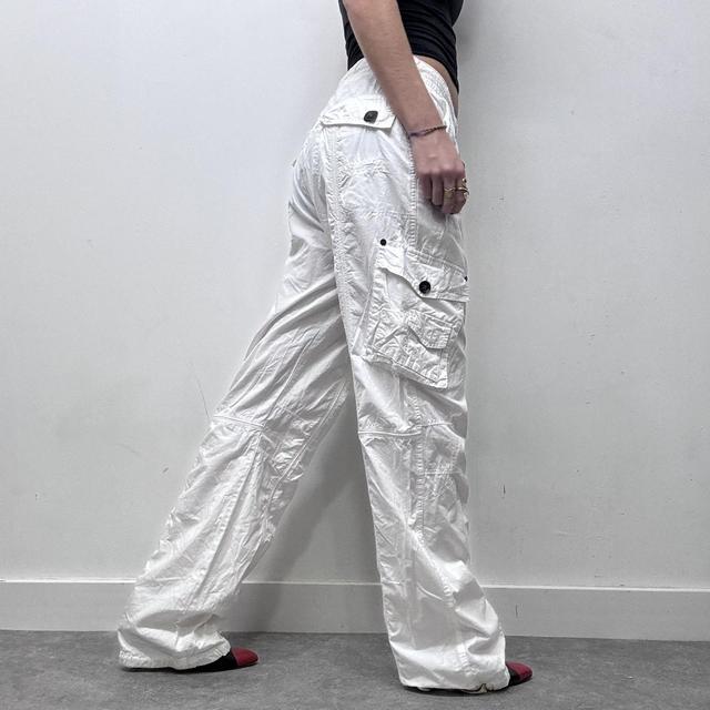 White y2k cargo wide leg pants