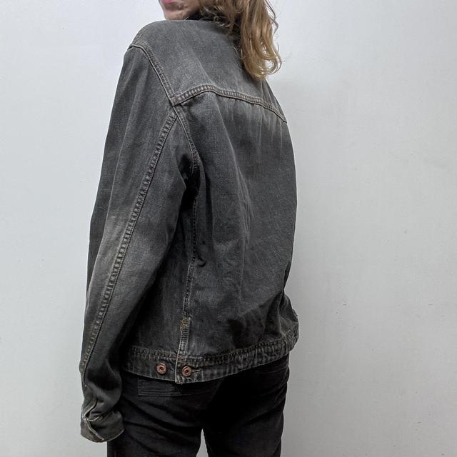 Black denim distressed jacket