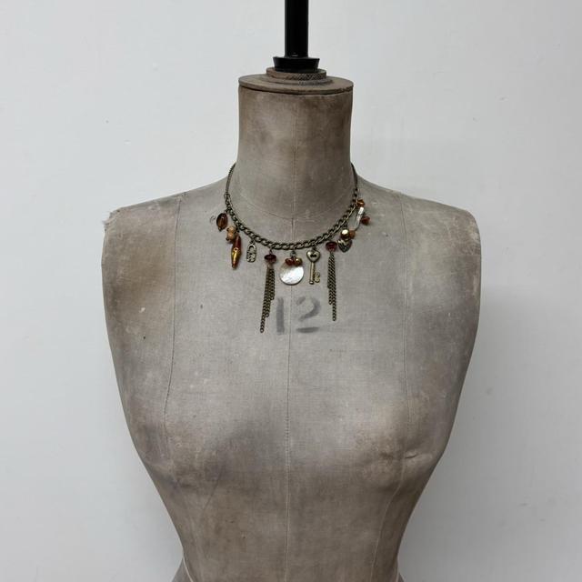 Vintage brass charm necklace