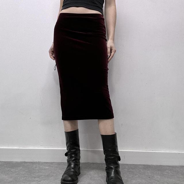 Dark red burgandy midi skirt