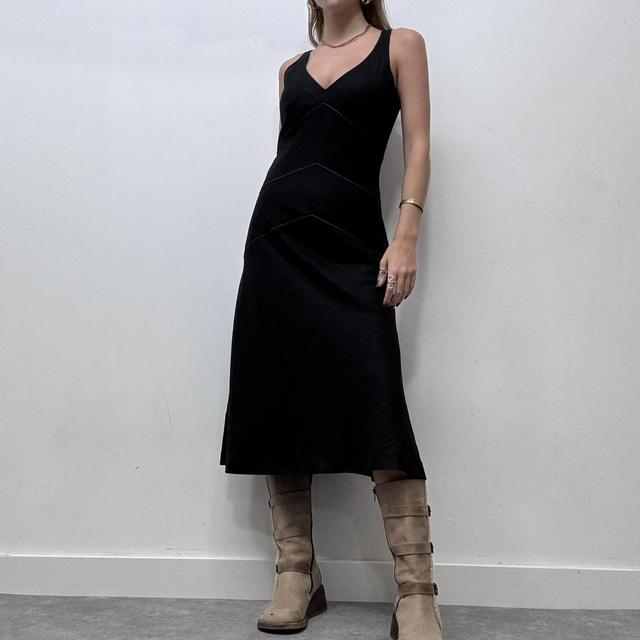 Black flared midi dress