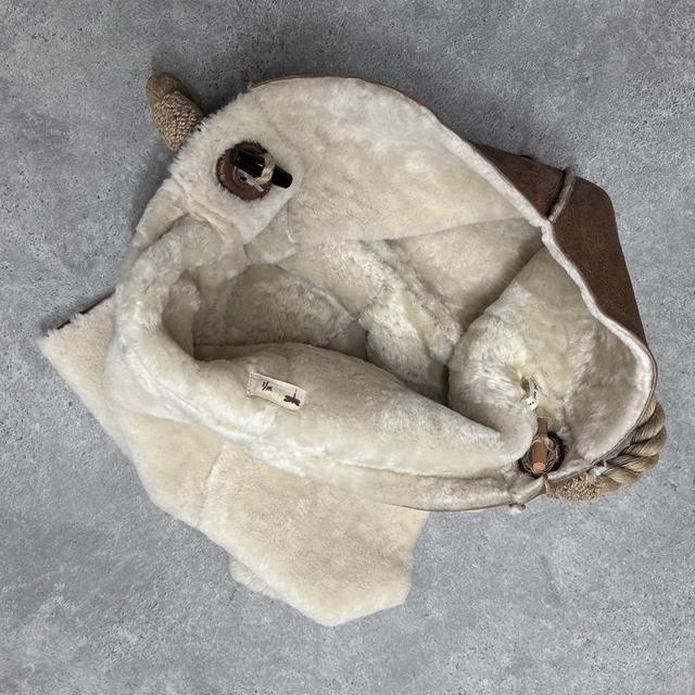 Shearling sheepskin leather shoulder bag