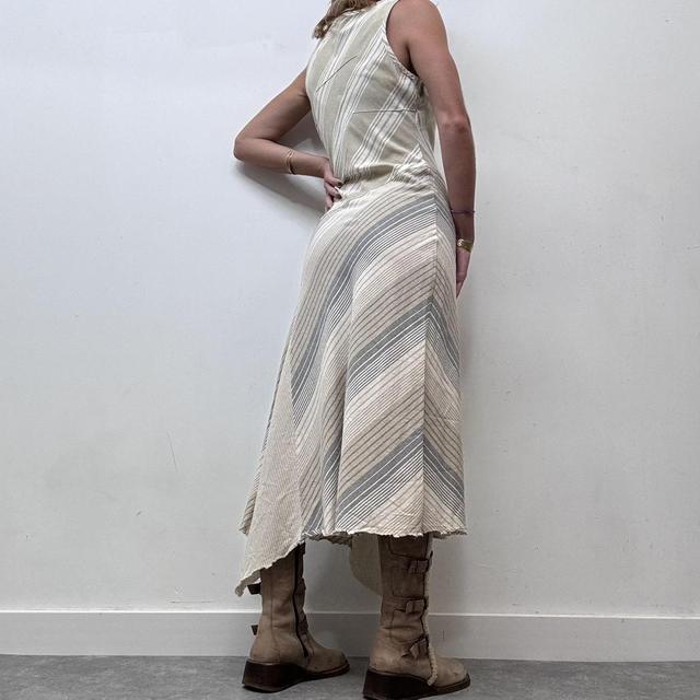 Prinstripe asymmetrical linen dress