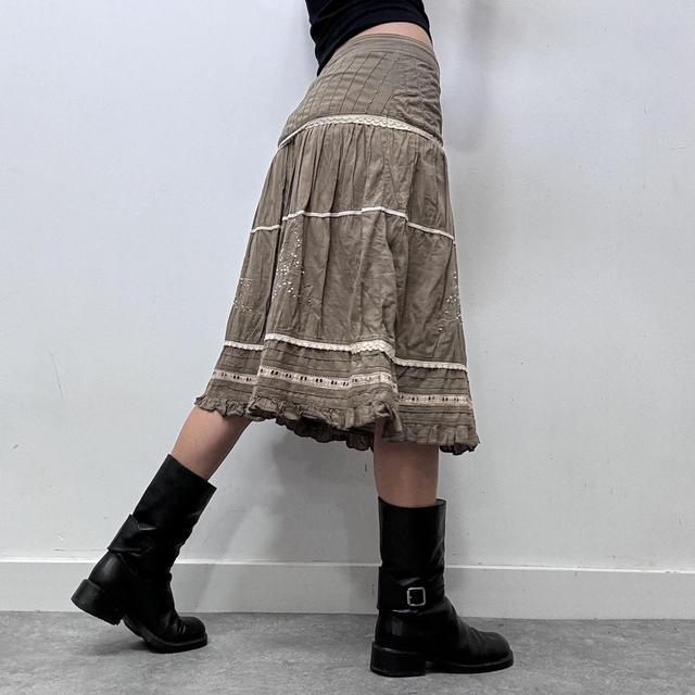 Khaki layered lace ribbon fairy skirt